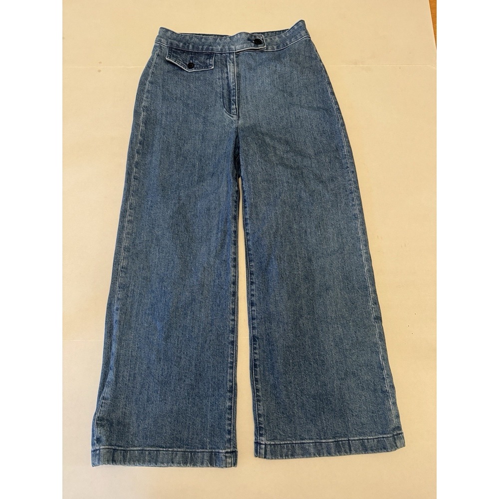 Point Sur Blue Denim Jeans Womens 27 Wide Leg Cropped‎
